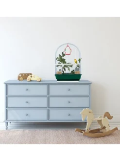 relaxdays Vögel<Vogelkäfig in Weiß/Grün - (B)34,5 x (H)49,5 x (T)28 cm