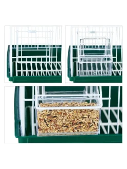 relaxdays Vögel<Vogelkäfig in Weiß/Grün - (B)34,5 x (H)49,5 x (T)28 cm