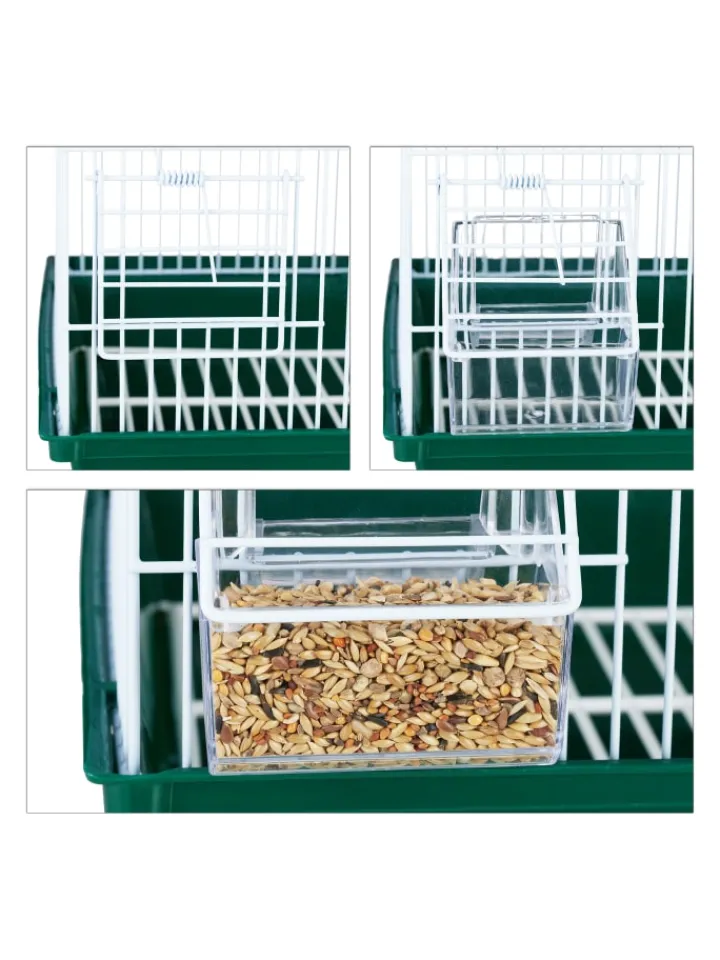 relaxdays Vögel<Vogelkäfig in Weiß/Grün - (B)34,5 x (H)49,5 x (T)28 cm