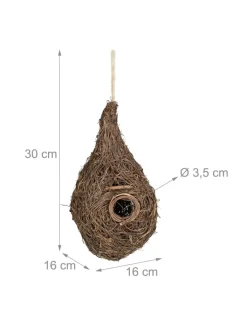 relaxdays Vögel<Vogelnest "Tropfen" in Natur