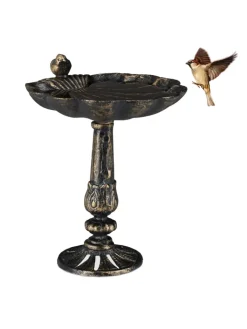 relaxdays Vögel<Vogeltränke Antik in Bronze