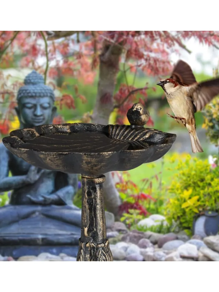 relaxdays Vögel<Vogeltränke Antik in Weiß
