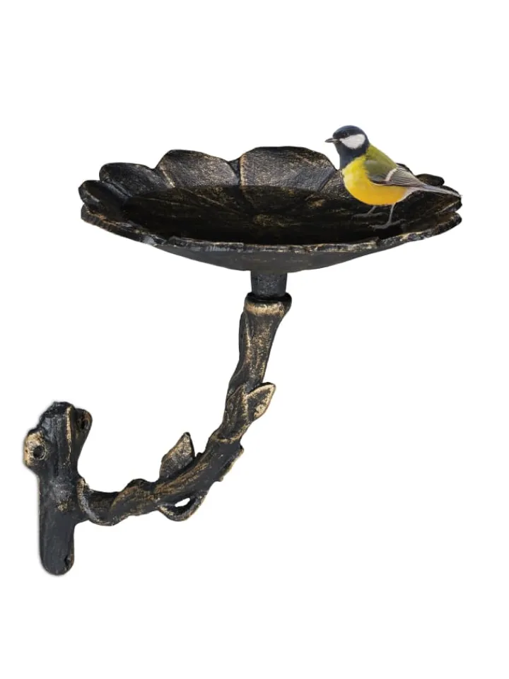 relaxdays Vögel<Vogeltränke Blüte in Bronze