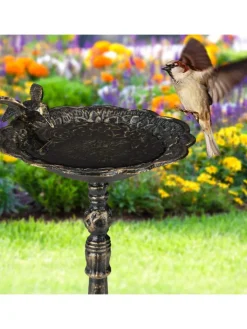 relaxdays Vögel<Vogeltränke in Bronze