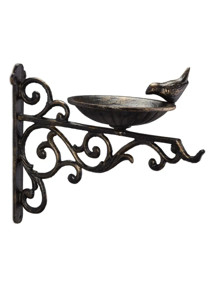 relaxdays Vögel<Vogeltränke in Bronze - (B)28x (H)24 x (T)14 cm