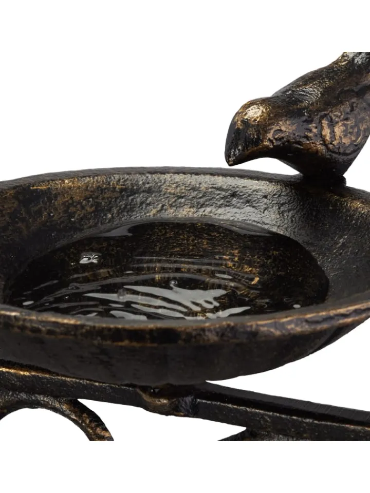 relaxdays Vögel<Vogeltränke in Bronze - (B)28x (H)24 x (T)14 cm