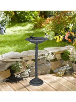 relaxdays Vögel<Vogeltränke in Dunkelgrün - (B)37,5 x (H)74,5 x (T)35 cm
