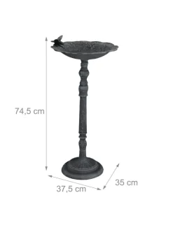 relaxdays Vögel<Vogeltränke in Dunkelgrün - (B)37,5 x (H)74,5 x (T)35 cm