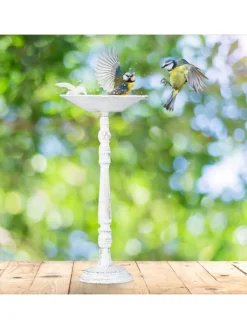 relaxdays Vögel<Vogeltränke in Weiß