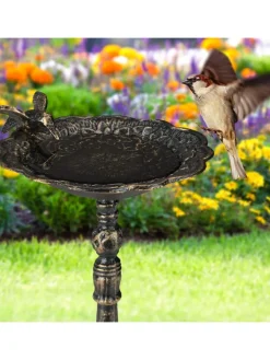 relaxdays Vögel<Vogeltränke in Weiß