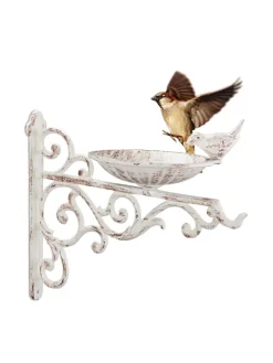 relaxdays Vögel<Vogeltränke in Weiß - (B)28x (H)24 x (T)14 cm