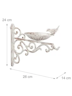 relaxdays Vögel<Vogeltränke in Weiß - (B)28x (H)24 x (T)14 cm