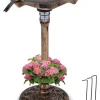 COSTWAY Vögel<Vogeltränke mit Solarleuchte in Bronze