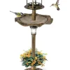 COSTWAY Vögel<Vogeltränke mit Solarleuchte in Bronze