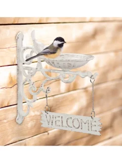 relaxdays Vögel<Vogeltränke Welcome in Weiß