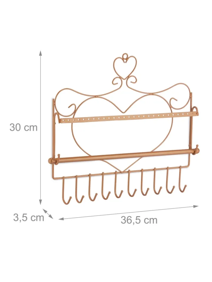 relaxdays Schmuckkästen<Wand Schmuckhalter in Bronze - (B)36,5x (H)30 x (T)3,5 cm