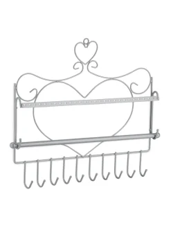relaxdays Schmuckkästen<Wand Schmuckhalter in Silber - (B)36,5x (H)30 x (T)3,5 cm