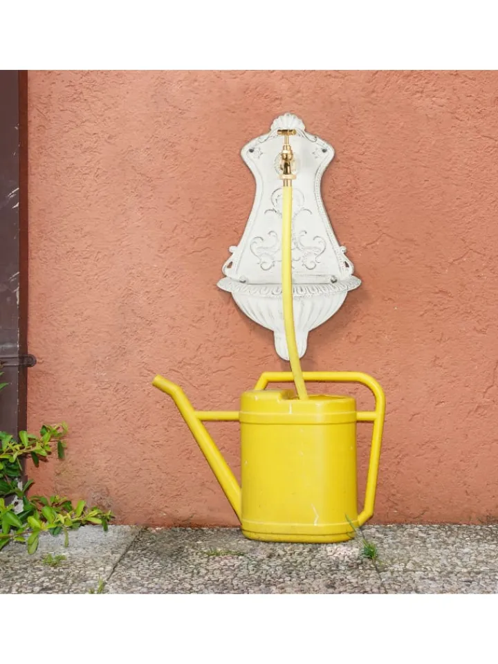 relaxdays Gartendekoration<Wandbrunnen in Weiß - (B)24,5 x (H)42 x (T)11,5 cm