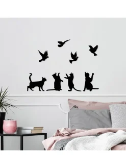 ABERTO DESIGN Wanddekoration<Wanddekor "Birds Playing With Cats" - (B)110 x (H)79 cm