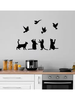 ABERTO DESIGN Wanddekoration<Wanddekor "Birds Playing With Cats" - (B)110 x (H)79 cm