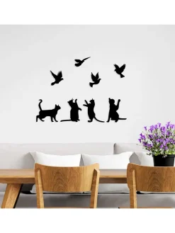 ABERTO DESIGN Wanddekoration<Wanddekor "Birds Playing With Cats" - (B)110 x (H)79 cm