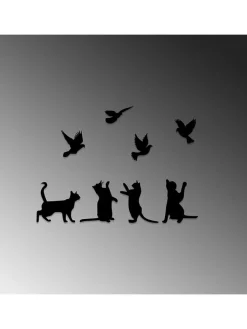 ABERTO DESIGN Wanddekoration<Wanddekor "Birds Playing With Cats" - (B)110 x (H)79 cm