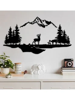 ABERTO DESIGN Wanddekoration<Wanddekor "Deer And Landscape" - (B)70 x (H)38 cm