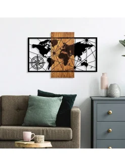 ABERTO DESIGN Wanddekoration<Wanddekor "World Map" - (B)84 x (H)57 cm