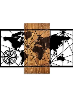 ABERTO DESIGN Wanddekoration<Wanddekor "World Map" - (B)84 x (H)57 cm