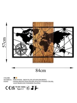 ABERTO DESIGN Wanddekoration<Wanddekor "World Map" - (B)84 x (H)57 cm