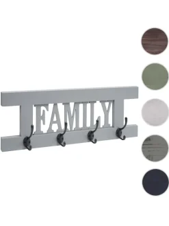 MCW Garderoben<Wandgarderobe C60 Family im Shabby-Look, Grau-blau