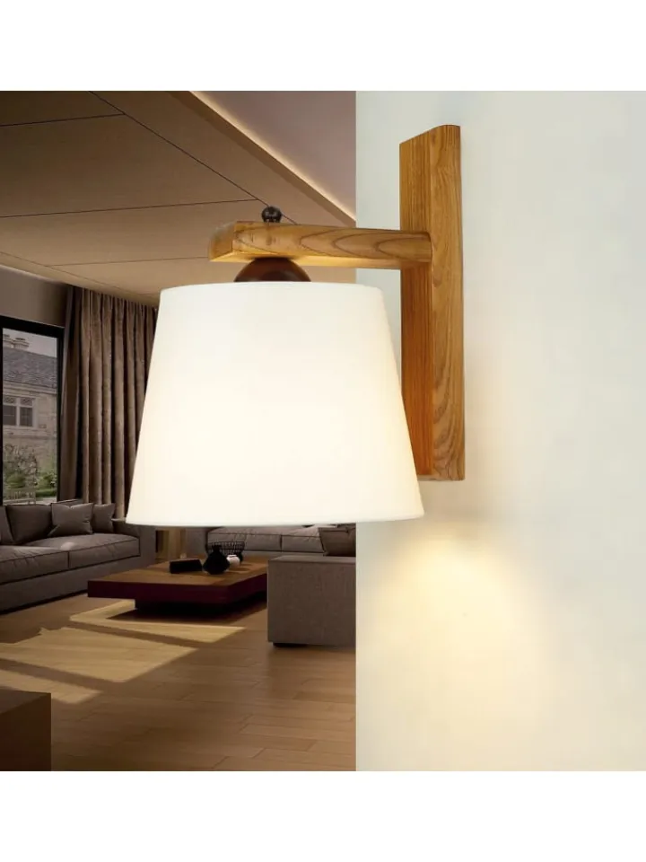 Licht-Erlebnisse Wandleuchten<Wandlampe (B)20 x (H)24.5 cm in Eiche Rustikal Ecru