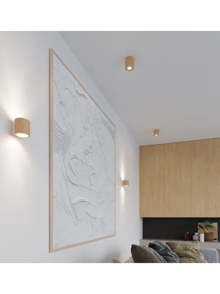 Nice Lamps Wandleuchten<Wandleuchte RODA in Natur Holz Loft Style runde Ø loft 1xG9 LED