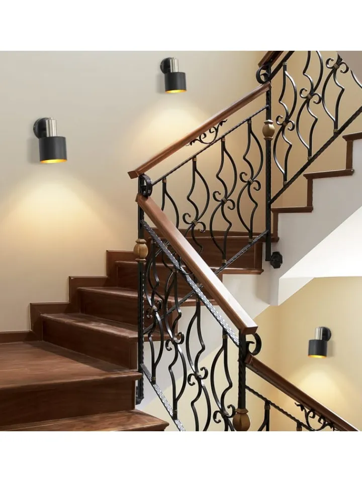 ZMH Wandleuchten<Wandleuchte 1-flammige E27 in schwarzgold drehbar 330° mit Schalter Metall