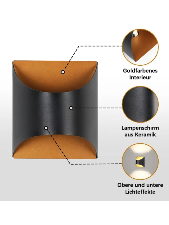 ZMH Wandleuchten<Wandleuchte 1-flammige G9 in schwarzgold Up and Down Design Vintage