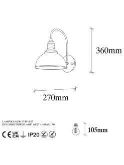 Opviq Wandleuchten<Wandleuchte in Schwarz - (B)27 x (H)36 cm
