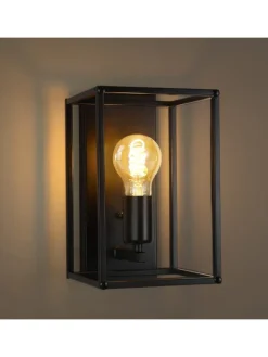 ZMH Wandleuchten<Wandleuchte in schwarz 1-flammige E27 rechteckig vintage Metall MAX.40W