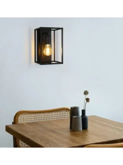 ZMH Wandleuchten<Wandleuchte in schwarz 1-flammige E27 rechteckig vintage Metall MAX.40W