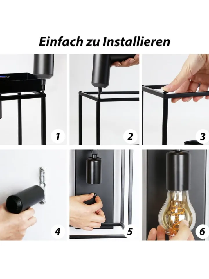 ZMH Wandleuchten<Wandleuchte in schwarz 1-flammige E27 rechteckig vintage Metall MAX.40W