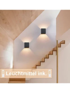 ZMH Wandleuchten<Wandleuchte in schwarz 1-flammige G9 up down Licht warmweiß IP65