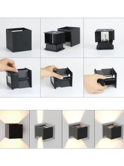 ZMH Wandleuchten<Wandleuchte in schwarz 1-flammige G9 up down Licht warmweiß IP65