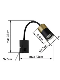 Globo lighting Wandleuchten<Wandleuchte in Schwarz/ Gold - (H)33 cm