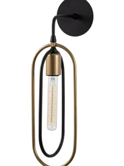 Opviq Wandleuchten<Wandleuchte in Schwarz/ Gold - (B)17 x (H)45 cm