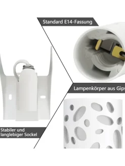 ZMH Wandleuchten<Wandleuchte in weiß E14 Up and Down Design Modern Hallampe Gipslampe