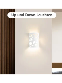ZMH Wandleuchten<Wandleuchte in weiß E14 Up and Down Design Modern Hallampe Gipslampe