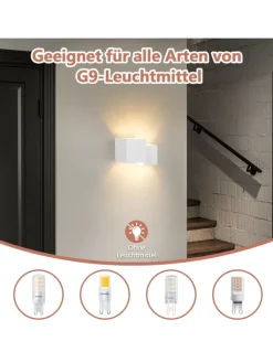 ZMH Wandleuchten<Wandleuchte in weiß 2-flammige G9 Up and Down Design Gips Modern