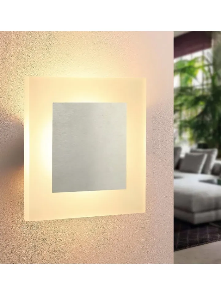 ZMH Wandleuchten<Wandleuchte LED in chrom eckig modern 7W warmweiß Metall und Acryl L 16cm