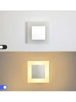 ZMH Wandleuchten<Wandleuchte LED in chrom eckig modern 7W warmweiß Metall und Acryl L 16cm