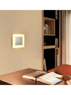 ZMH Wandleuchten<Wandleuchte LED in chrom eckig modern 7W warmweiß Metall und Acryl L 16cm