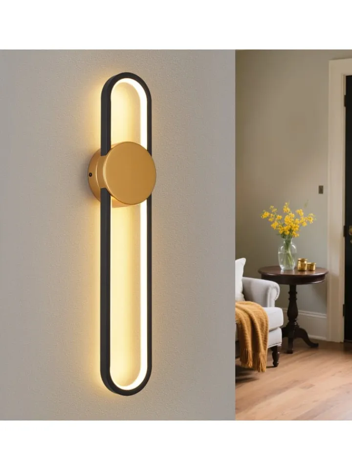 ZMH Wandleuchten<Wandleuchte LED in gold L 60CM Modern Ganglampe 3000K warmweiß 12W